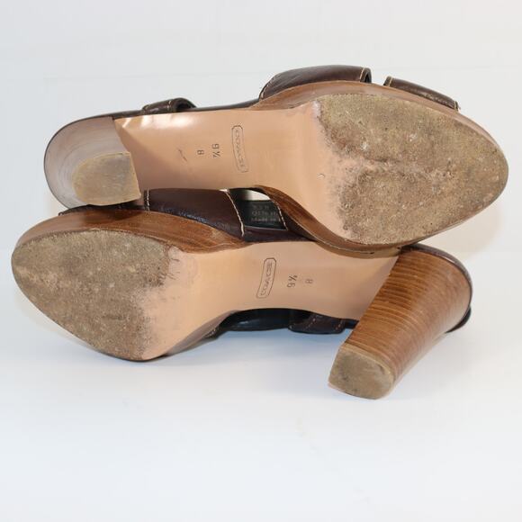 Coach Brown Leather Slingback Heeled Sandals – Women’s Size 9.5B - Picture 5 of 6